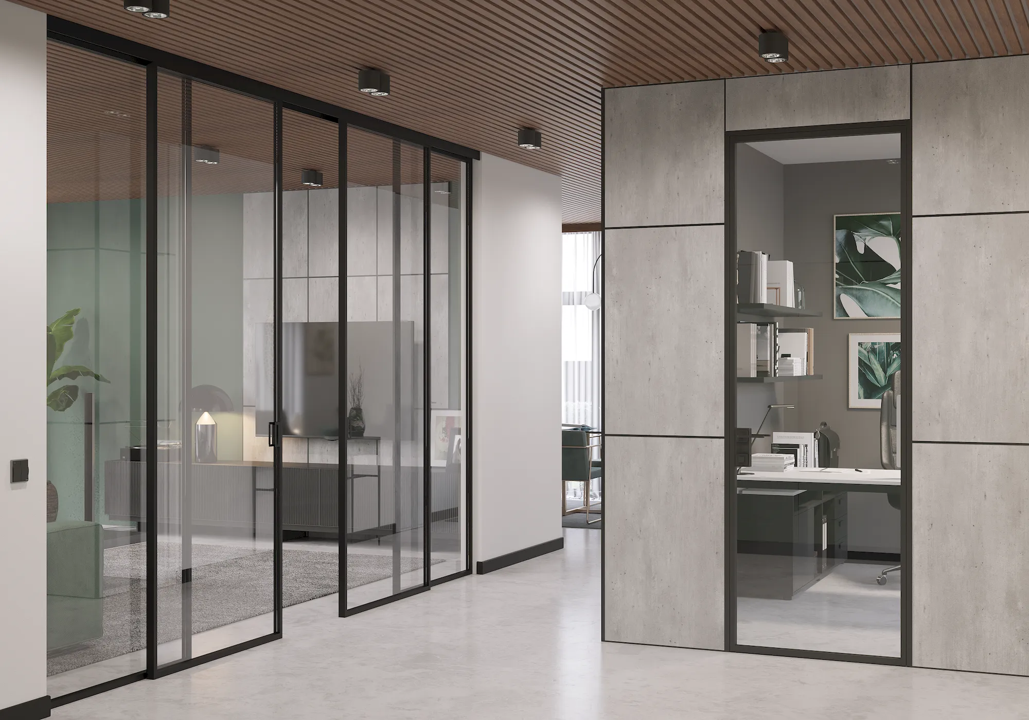 Алюминиевая дверь MINOLI 4 в интерьере
