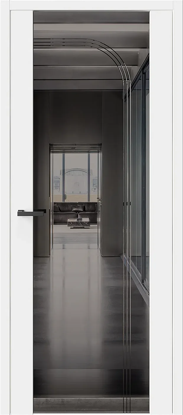 Межкомнатная дверь ELEMENT&nbsp7 — Стекло зеркало графит Emlayer белый