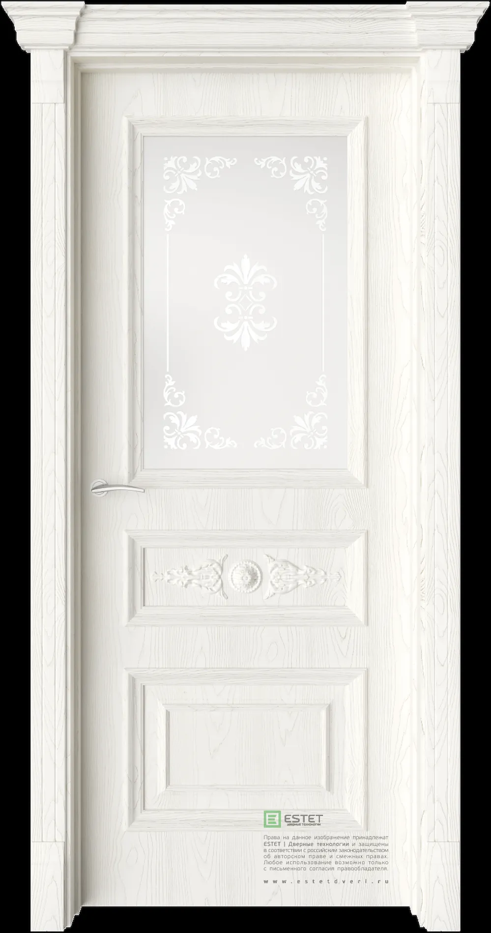 Межкомнатная дверь GE7M Elegant — Стекло сатинат белое сияние 3