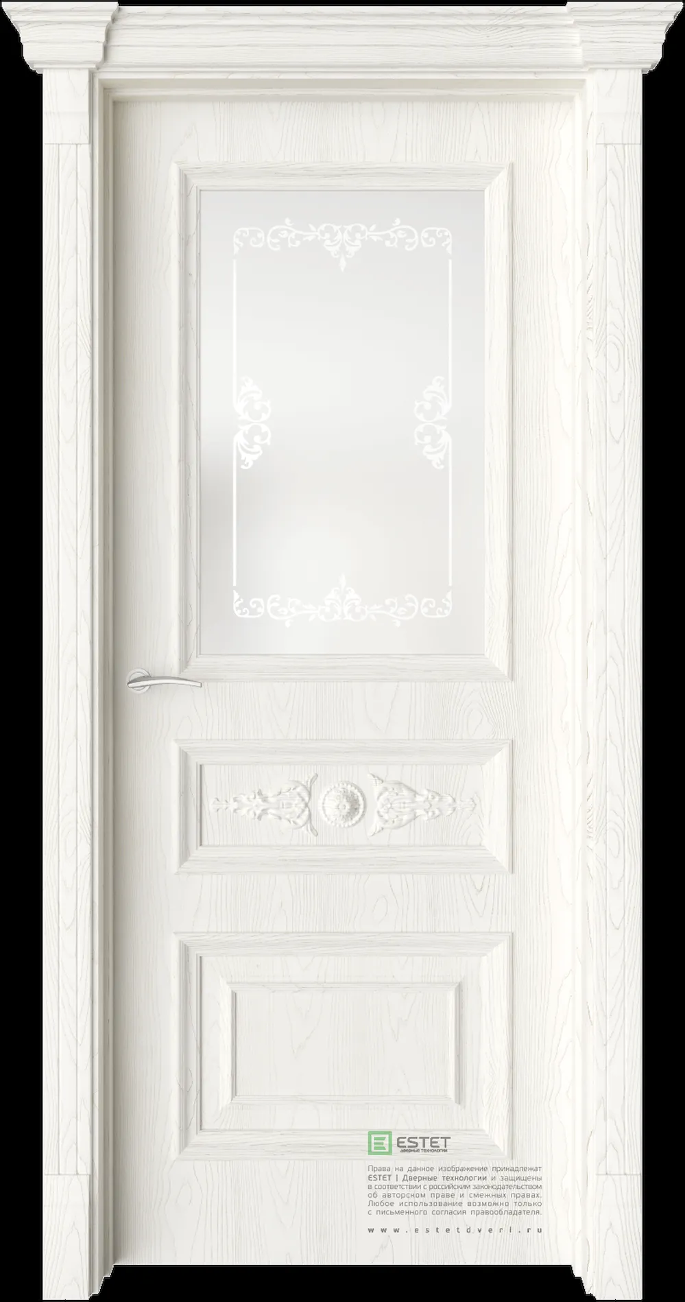 Межкомнатная дверь GE7M Elegant — Стекло сатинат белое сияние 4