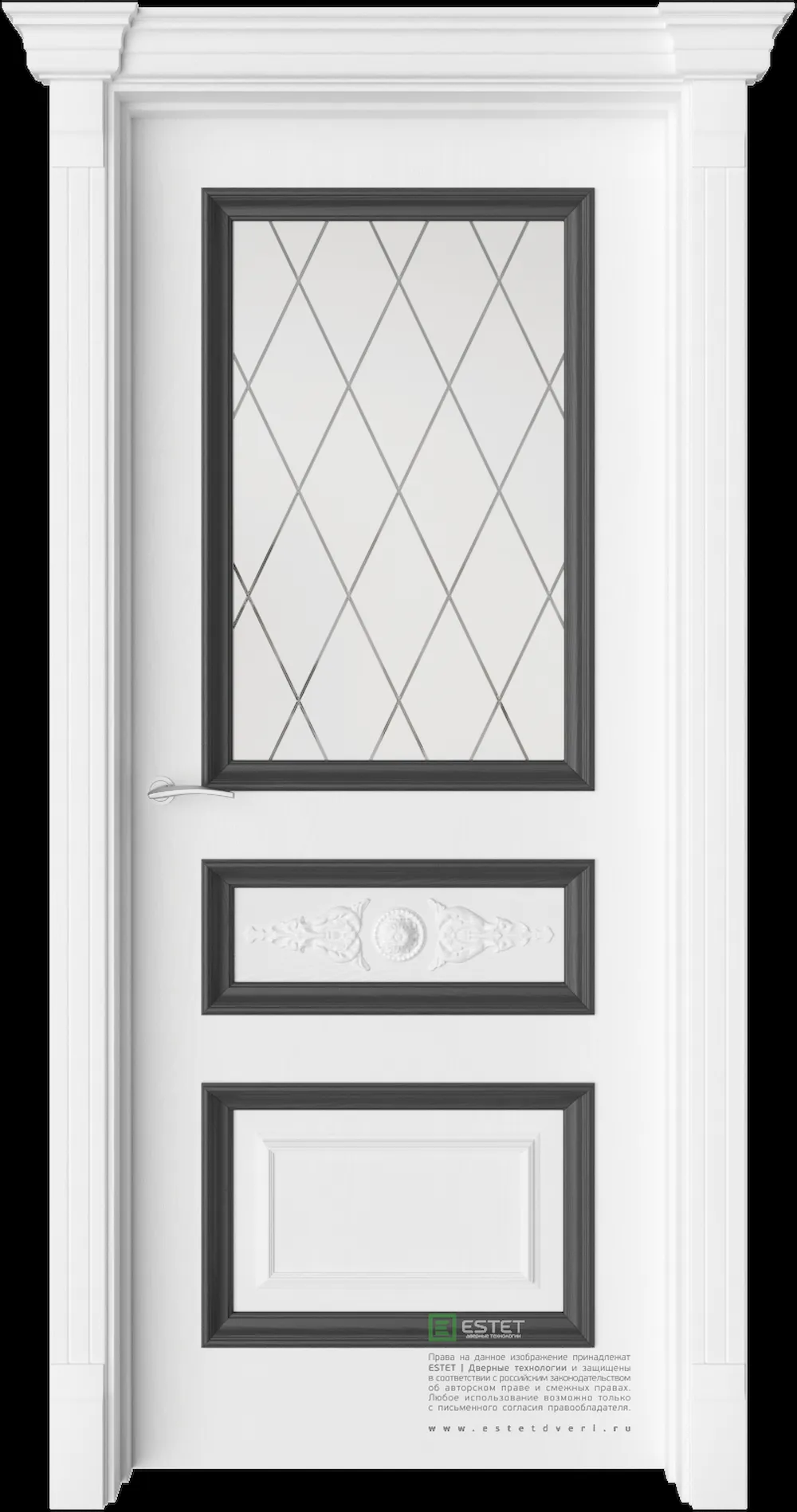 Межкомнатная дверь GE7M Elegant — Стекло сатинат белое гравировка 2