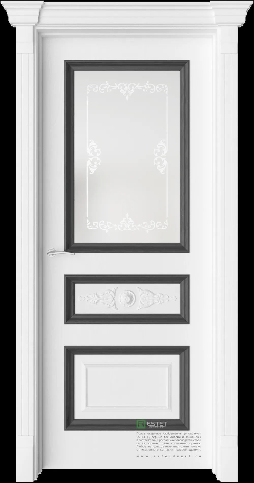Межкомнатная дверь GE7M Elegant — Стекло сатинат белое сияние 4