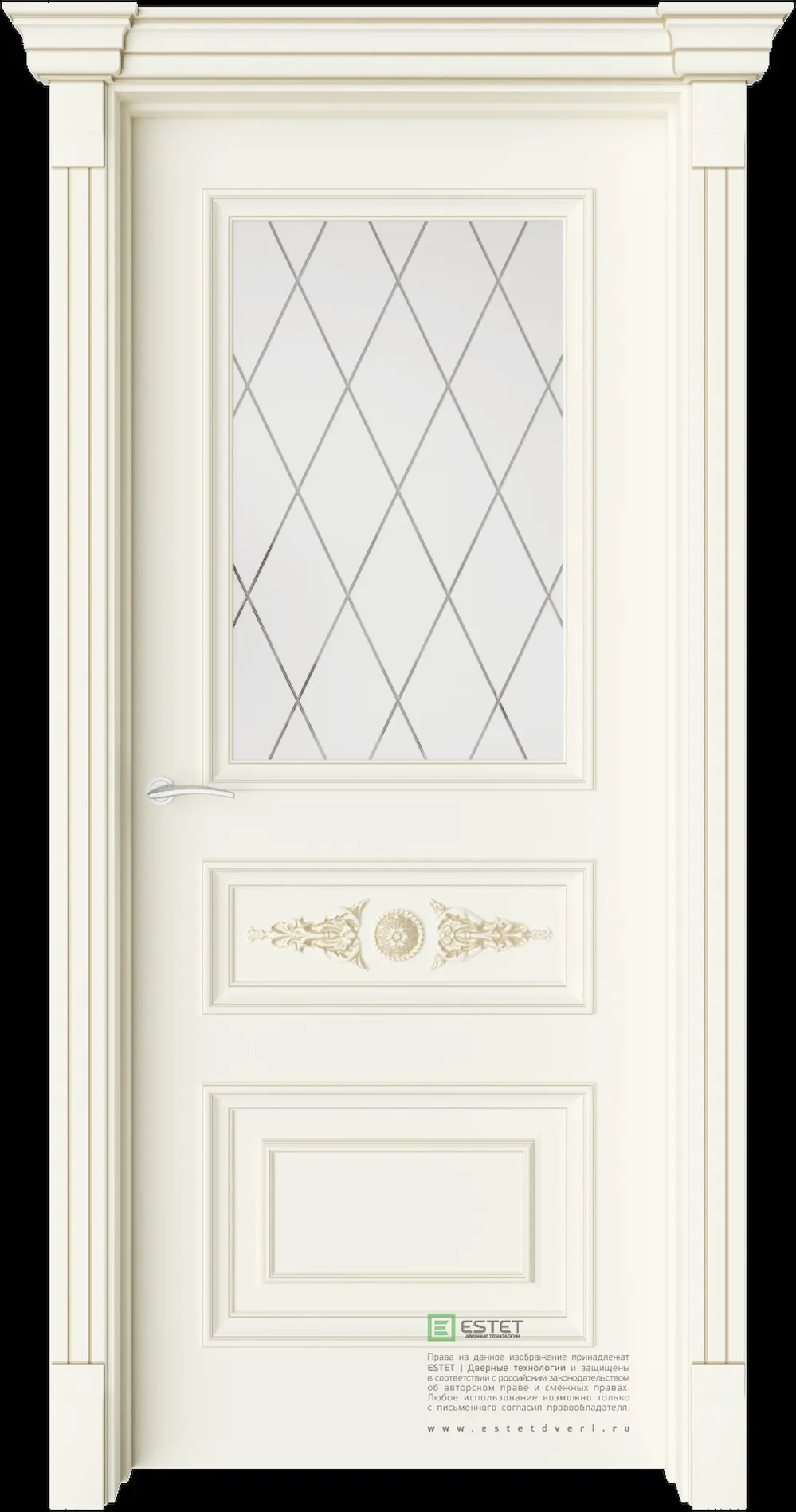 Межкомнатная дверь GE7M Elegant — Стекло сатинат белое гравировка 2
