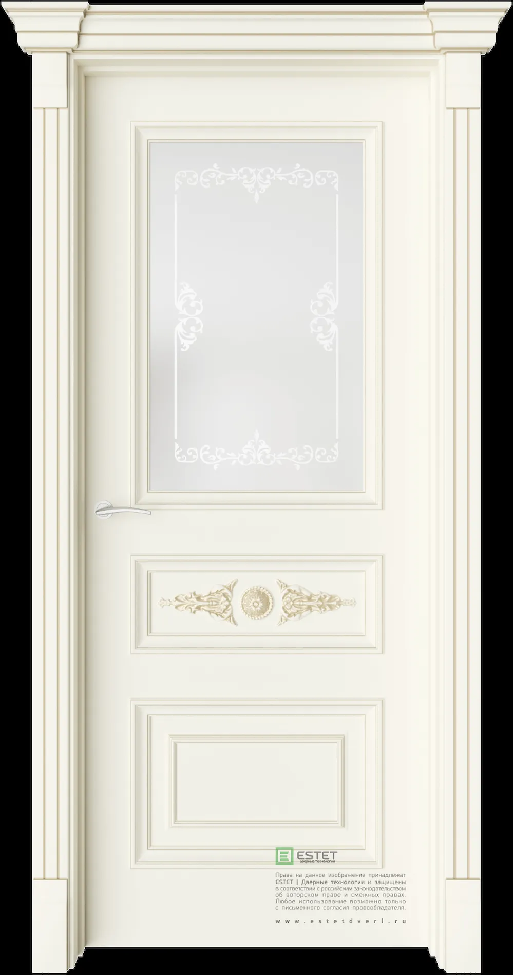 Межкомнатная дверь GE7M Elegant — Стекло сатинат белое сияние 4