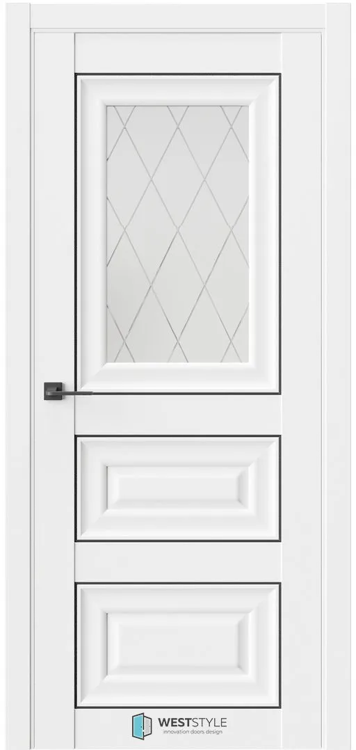 Межкомнатная дверь HARMONY 6F — Стекло 2 сатинат белое МЧ