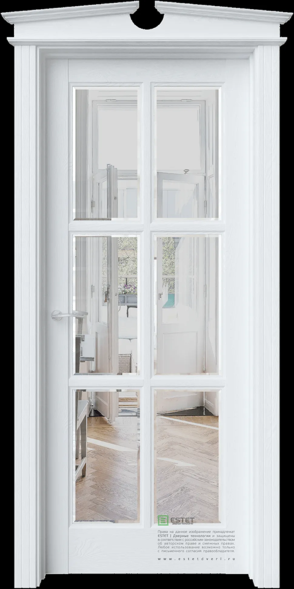 Межкомнатная дверь S12 — Ясень винтер white mirror facet